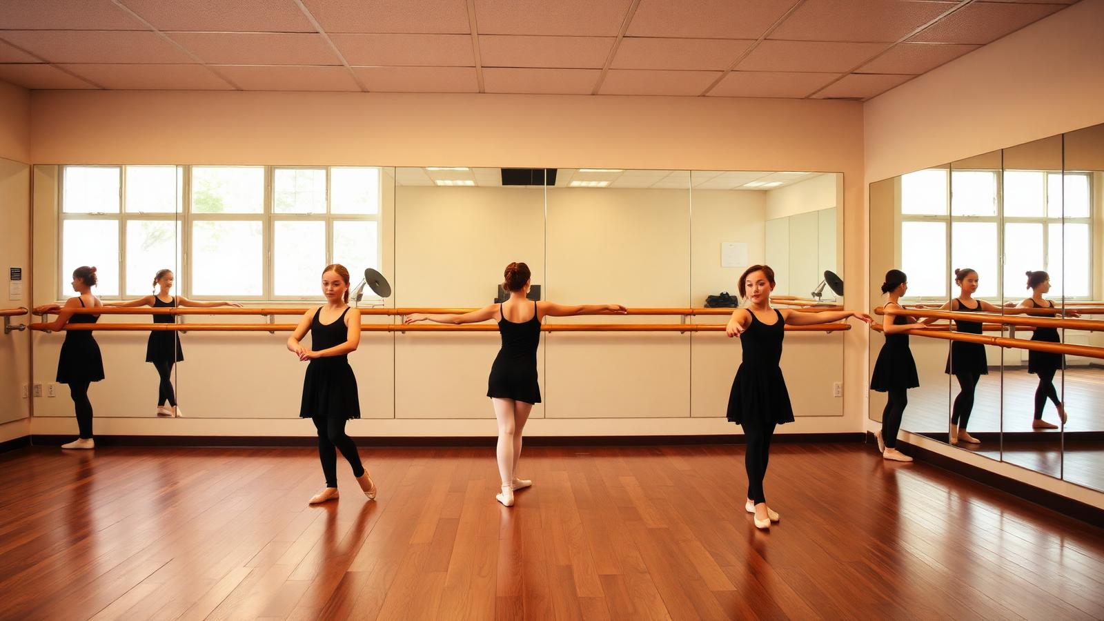 Sala di una scuola di danza con allieve durante la lezione